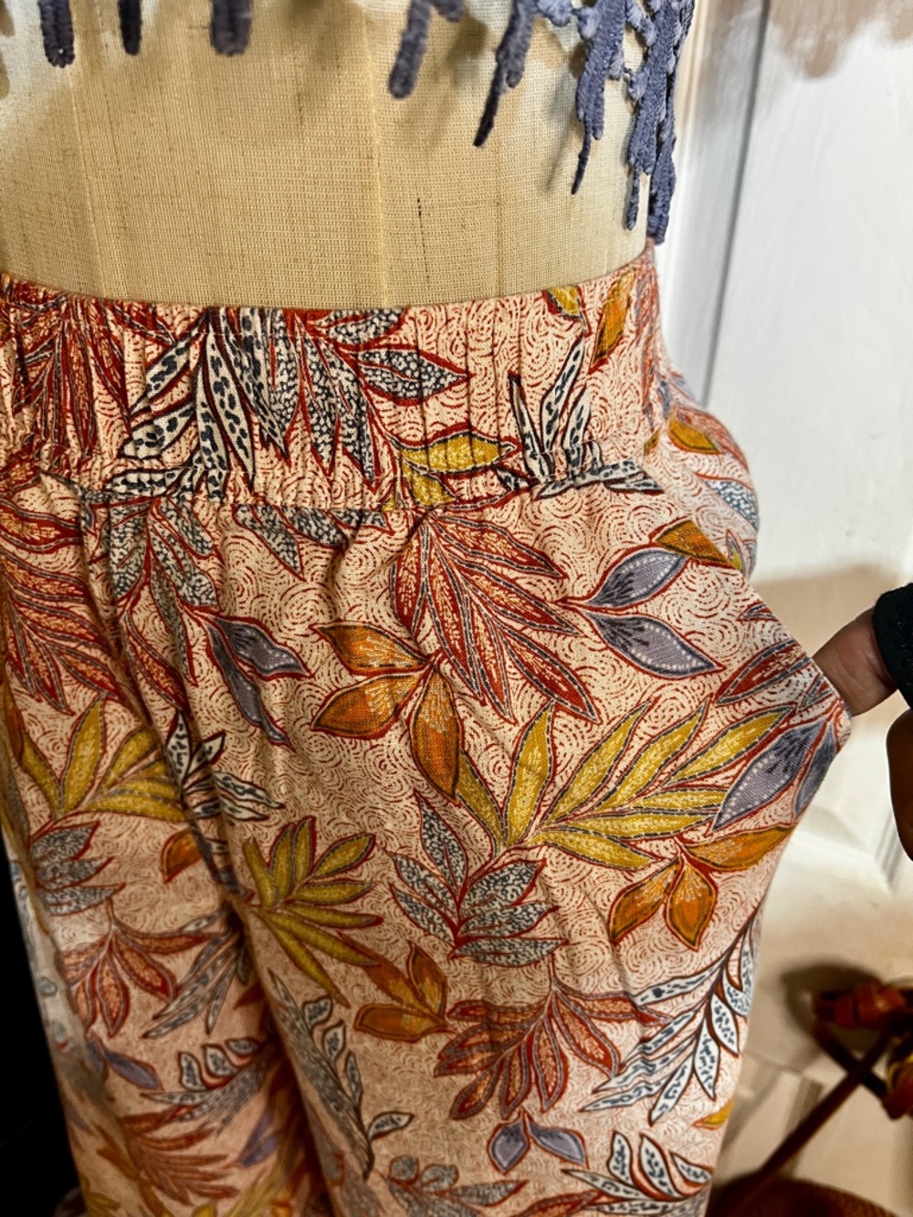 Nicole Miller Wms Linen Floral Tropical Resort Vacay High Rise Wide Leg Pants‎ S - Picture 4 of 13